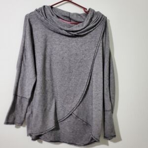 Calvin Klein Performance Striped Cowl Neck Asymmetrical Stretch Athleisure Top M